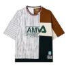 Fila x MIHARA YASUHIRO / Crossover-Streifen, kontrastierende Farben, Rundhalsausschnitt, locker sitzend, kurze Ärmel, Colorblock