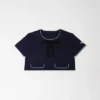 Mitternachtsblaues, geflochtenes Crop-Top