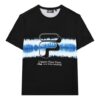 Sportlich-legeres T-Shirt mit Rundhalsausschnitt, Print und kurzen Ärmeln für Herren, schwarz