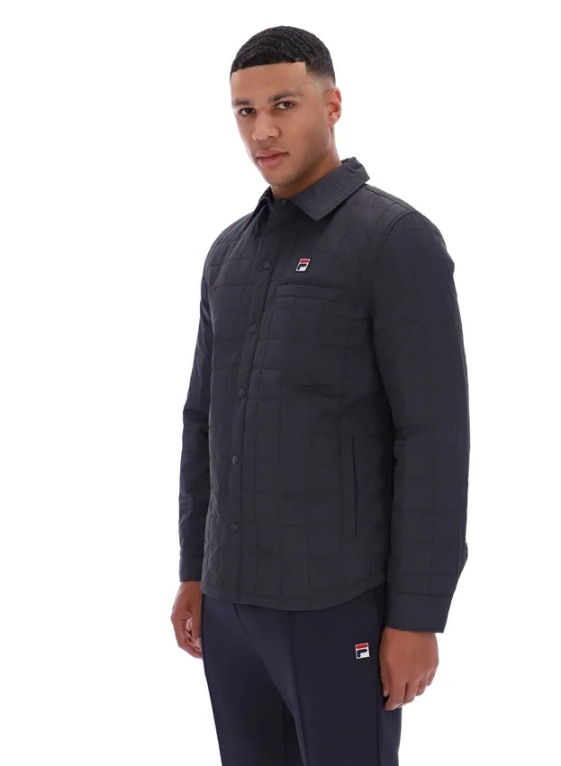 Anthrazitfarbenes, leicht wattiertes, gestepptes Overshirt von Malcolm