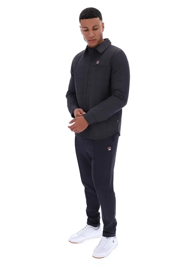 Anthrazitfarbenes, leicht wattiertes, gestepptes Overshirt von Malcolm