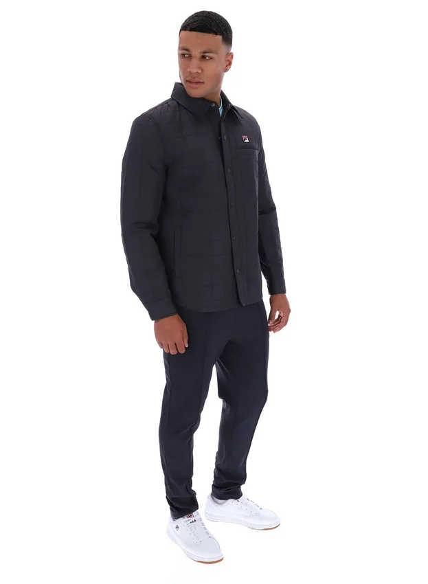 Anthrazitfarbenes, leicht wattiertes, gestepptes Overshirt von Malcolm