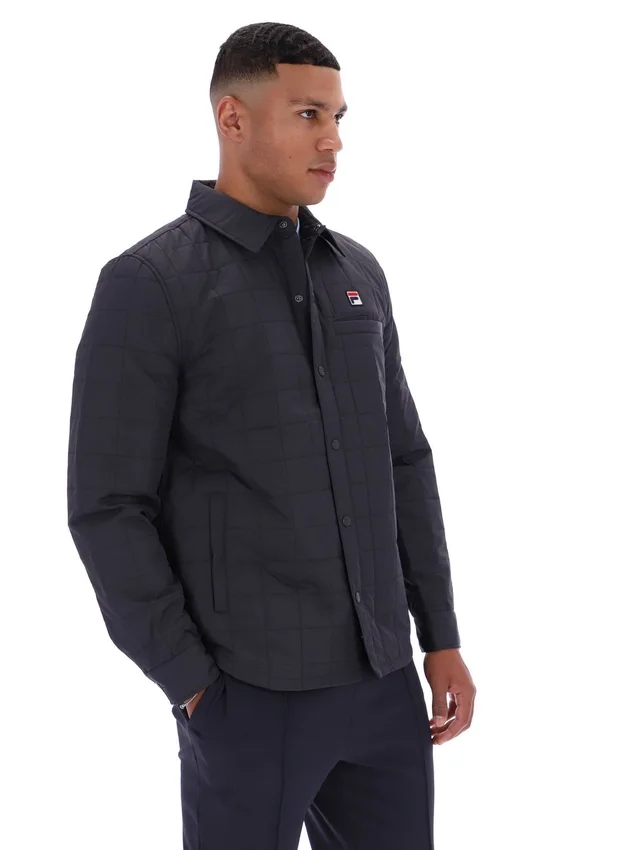 Anthrazitfarbenes, leicht wattiertes, gestepptes Overshirt von Malcolm
