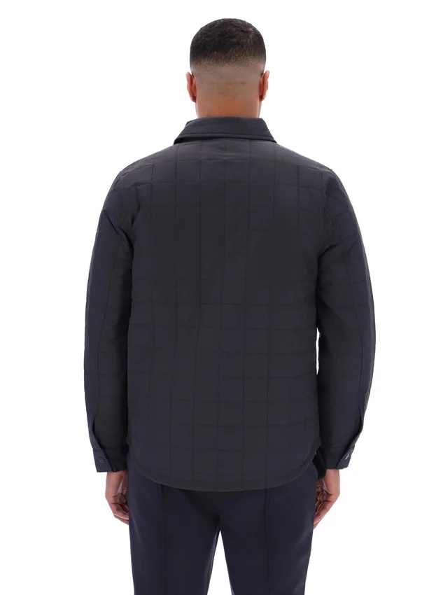 Anthrazitfarbenes, leicht wattiertes, gestepptes Overshirt von Malcolm