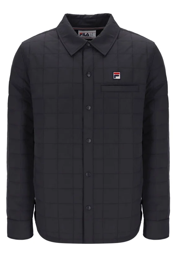 Anthrazitfarbenes, leicht wattiertes, gestepptes Overshirt von Malcolm