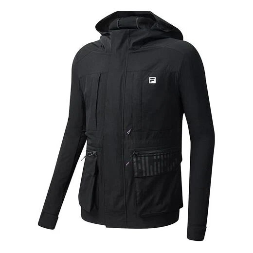 Athletics Cargo-Jacke aus gewebtem Stoff mit Reißverschluss, schwarz