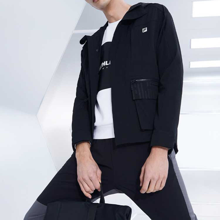 Athletics Cargo-Jacke aus gewebtem Stoff mit Reißverschluss, schwarz