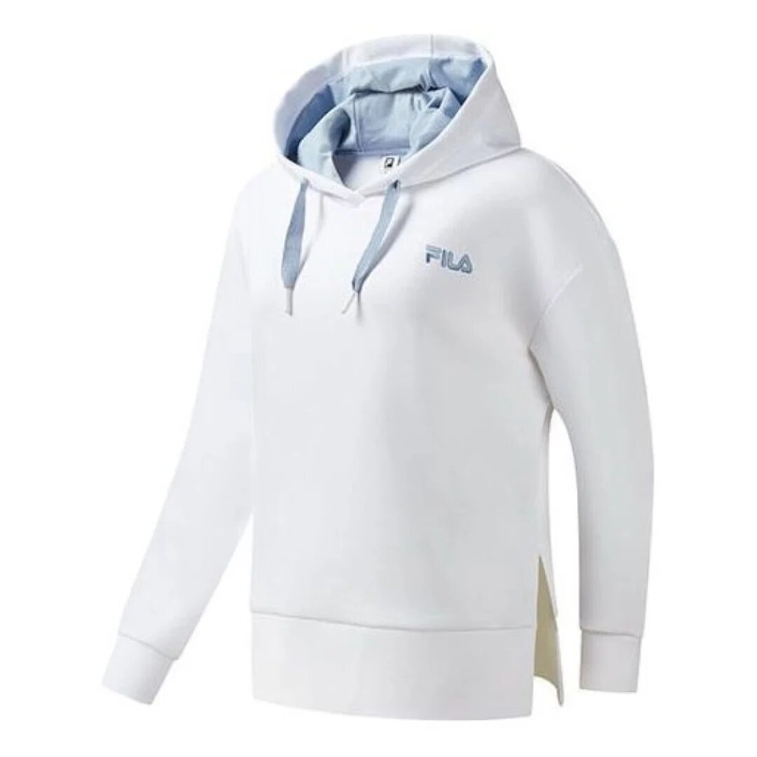 Athletics Split Hem Asymmetric Hoodie „Weiß Blau“