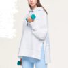 Athletics Split Hem Asymmetric Hoodie „Weiß Blau“