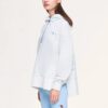 Athletics Split Hem Asymmetric Hoodie „Weiß Blau“
