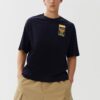 Bedrucktes, locker sitzendes Kurzarm-Shirt in Blau