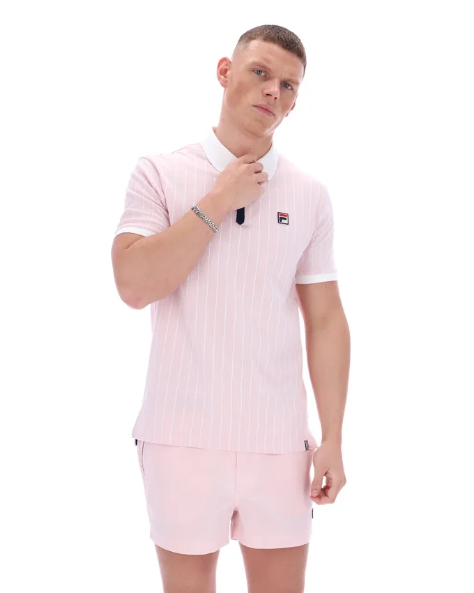 Blassrosa BB1 Classic Vintage gestreiftes Polohemd