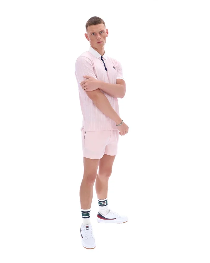 Blassrosa BB1 Classic Vintage gestreiftes Polohemd