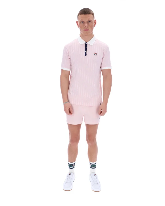 Blassrosa BB1 Classic Vintage gestreiftes Polohemd