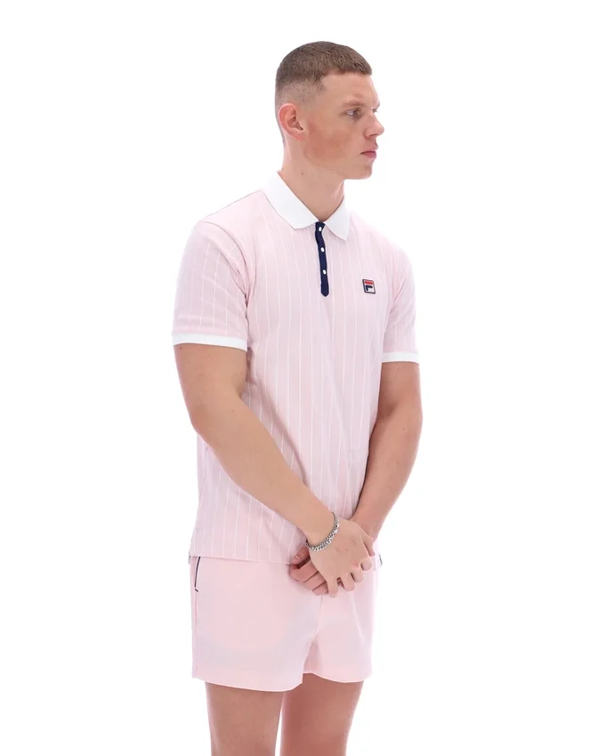 Blassrosa BB1 Classic Vintage gestreiftes Polohemd