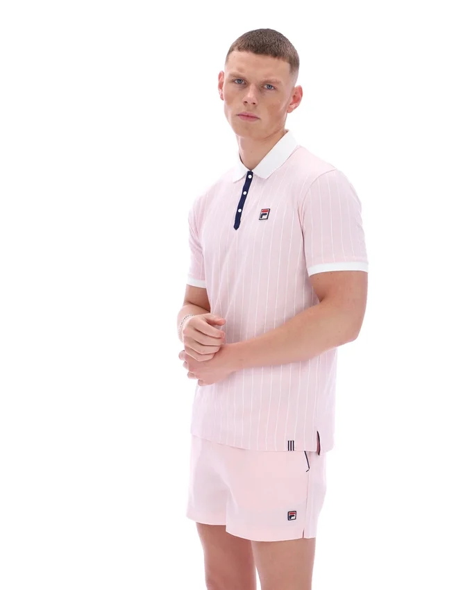 Blassrosa BB1 Classic Vintage gestreiftes Polohemd