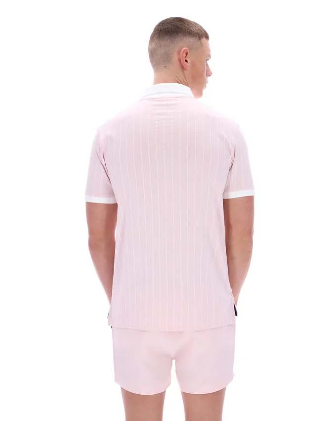 Blassrosa BB1 Classic Vintage gestreiftes Polohemd