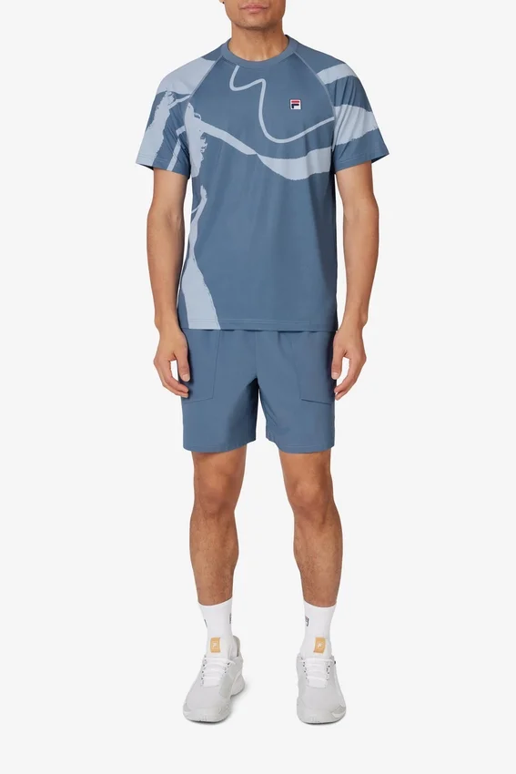Blaue Tennis-Court-Shorts aus gewebtem Stoff