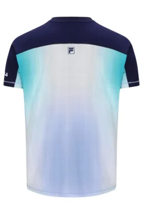 Blaues Herren-Tennis-T-Shirt mit Henry-Ausschnitt