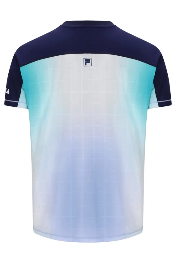 Blaues Herren-Tennis-T-Shirt mit Henry-Ausschnitt