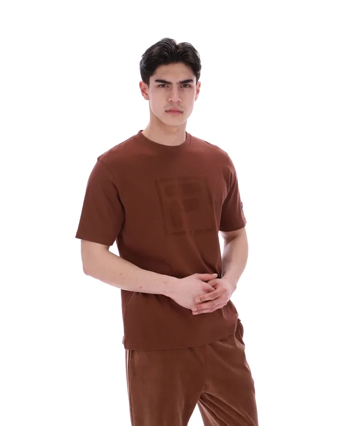 Cappuccino-farbenes Pepe-T-Shirt mit Flock-Logo
