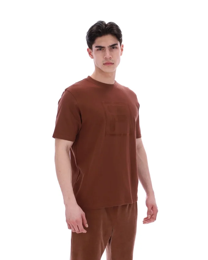 Cappuccino-farbenes Pepe-T-Shirt mit Flock-Logo