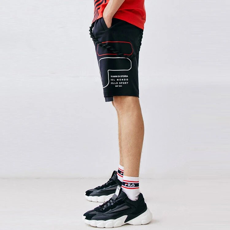 Casual-Sportshorts aus Strick mit Alphabet-Logo, Blau