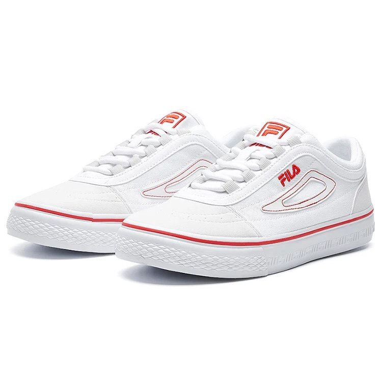 Classic Boarder Skateboard-Stoffschuhe Weiß/Rot