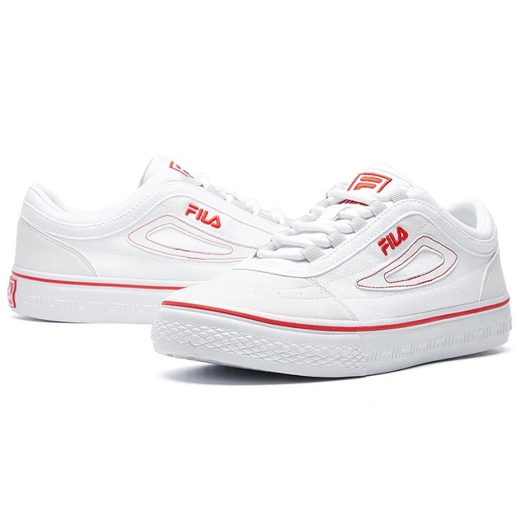 Classic Boarder Skateboard-Stoffschuhe Weiß/Rot