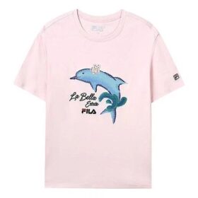 Dolphin Printing Freizeit-Sport-Shorts mit kurzen Ärmeln, rosa