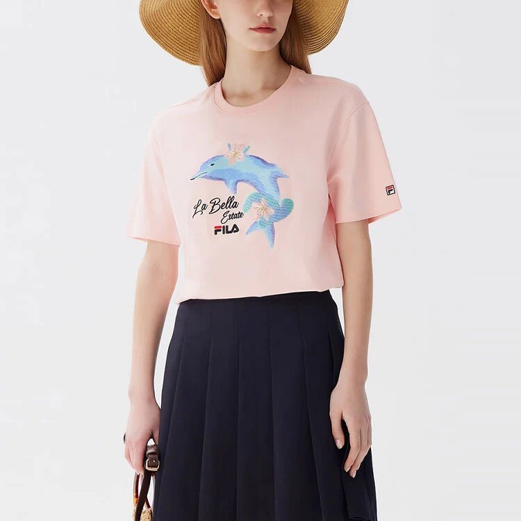 Dolphin Printing Freizeit-Sport-Shorts mit kurzen Ärmeln, rosa