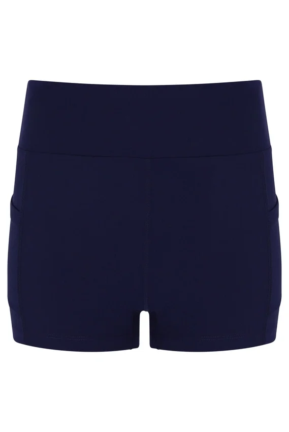 Dunkelblaues Jersey-Kleid für Damen mit integrierten Shorts