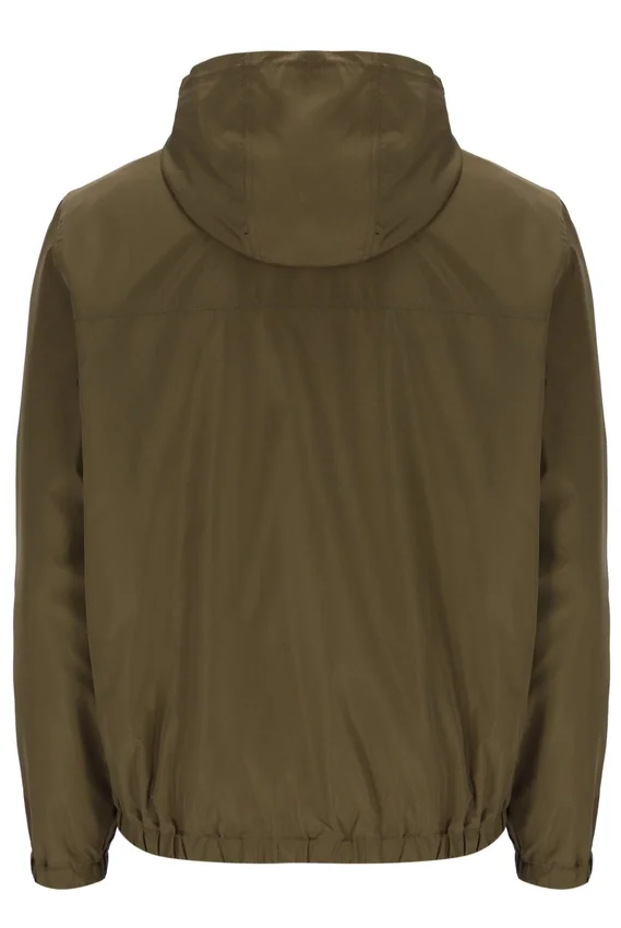 Dunkelolivfarbene Ian-Jacke mit durchgehendem Reißverschluss