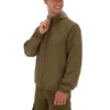Dunkelolivfarbene Ian-Jacke mit durchgehendem Reißverschluss