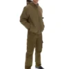 Dunkelolivfarbene Ian-Jacke mit durchgehendem Reißverschluss