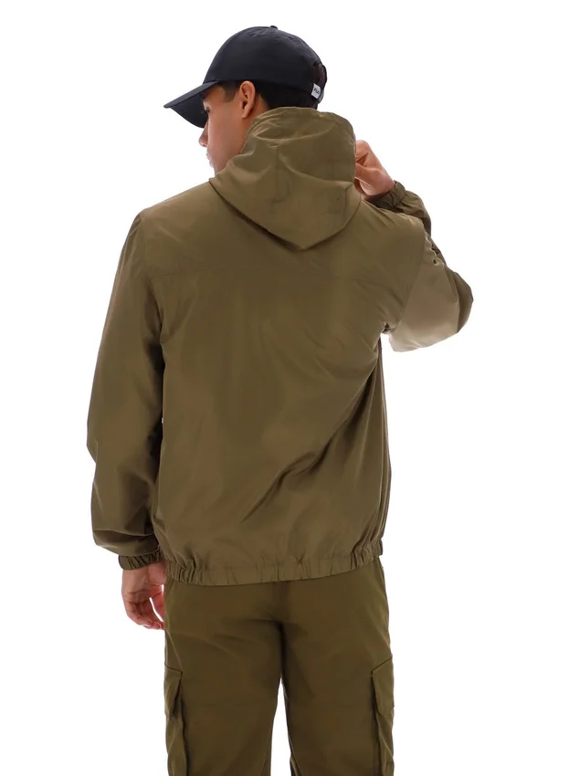 Dunkelolivfarbene Ian-Jacke mit durchgehendem Reißverschluss