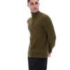 Dunkelolivfarbener Stevie-Pullover mit 1/4-Reißverschluss, Stehkragen und strukturiertem Strick