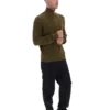 Dunkelolivfarbener Stevie-Pullover mit 1/4-Reißverschluss, Stehkragen und strukturiertem Strick