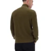 Dunkelolivfarbener Stevie-Pullover mit 1/4-Reißverschluss, Stehkragen und strukturiertem Strick