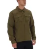 Dunkelolivfarbenes Kasa-Overshirt mit durchgehendem Reißverschluss