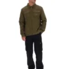 Dunkelolivfarbenes Kasa-Overshirt mit durchgehendem Reißverschluss