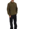 Dunkelolivfarbenes Kasa-Overshirt mit durchgehendem Reißverschluss