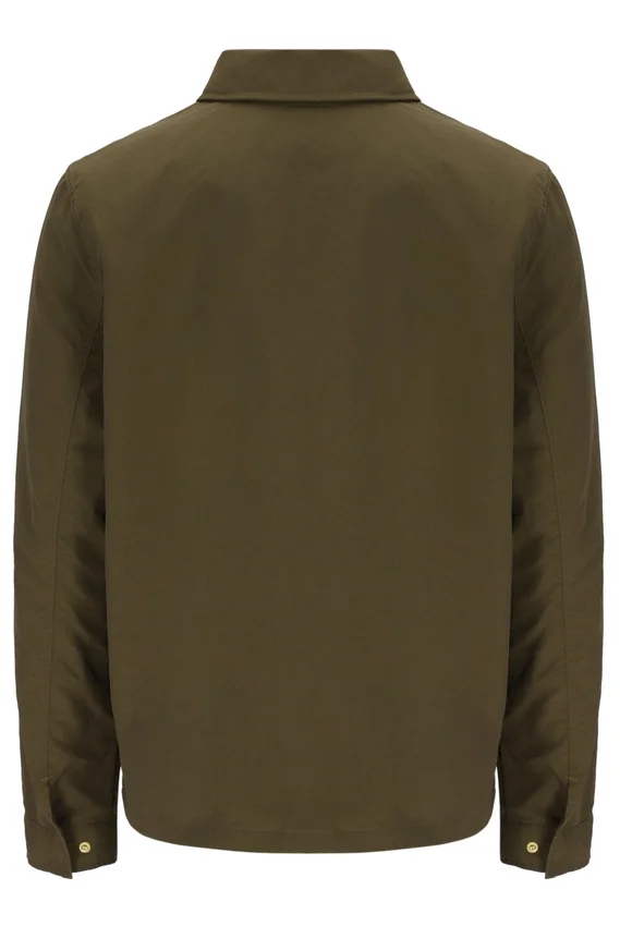 Dunkelolivfarbenes Kasa-Overshirt mit durchgehendem Reißverschluss
