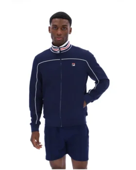 Fila Federico Trainingsjacke in Marineblau mit Paspel am Kragen