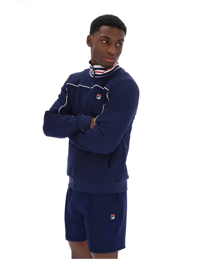 Fila Federico Trainingsjacke in Marineblau mit Paspel am Kragen