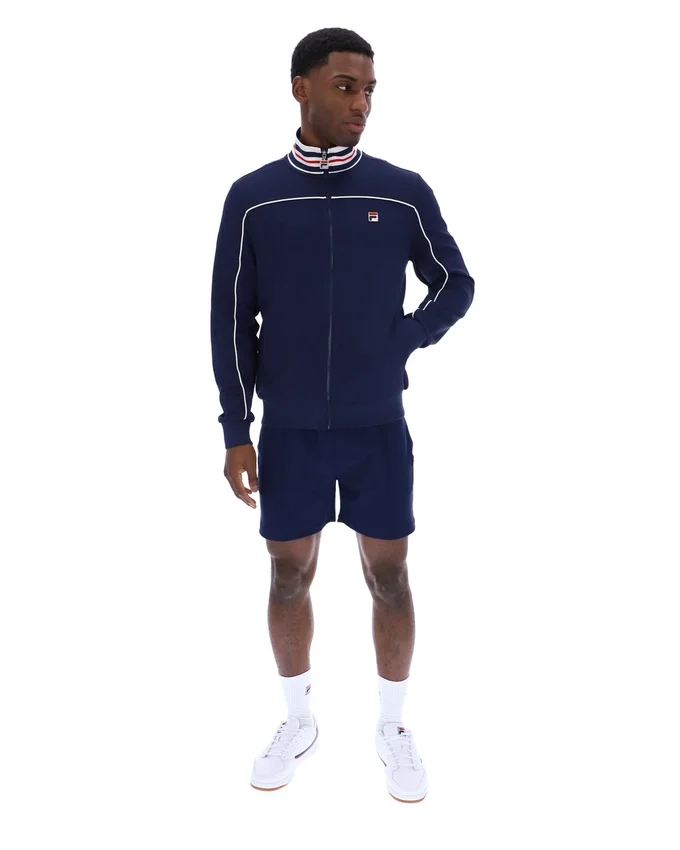 Fila Federico Trainingsjacke in Marineblau mit Paspel am Kragen