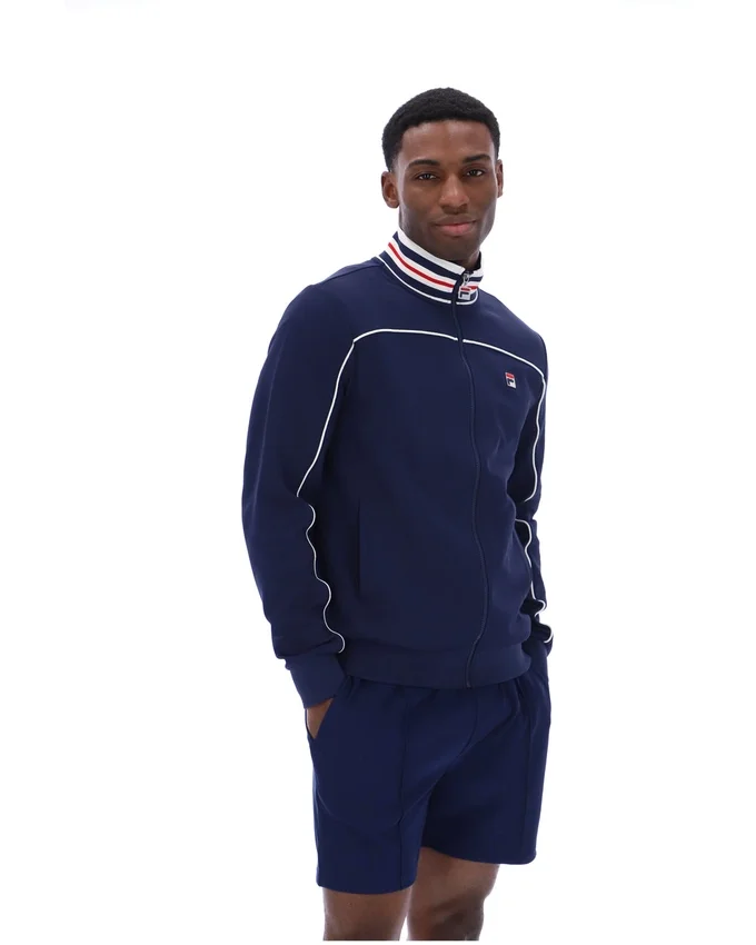 Fila Federico Trainingsjacke in Marineblau mit Paspel am Kragen