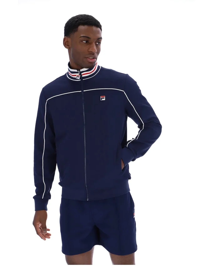 Fila Federico Trainingsjacke in Marineblau mit Paspel am Kragen