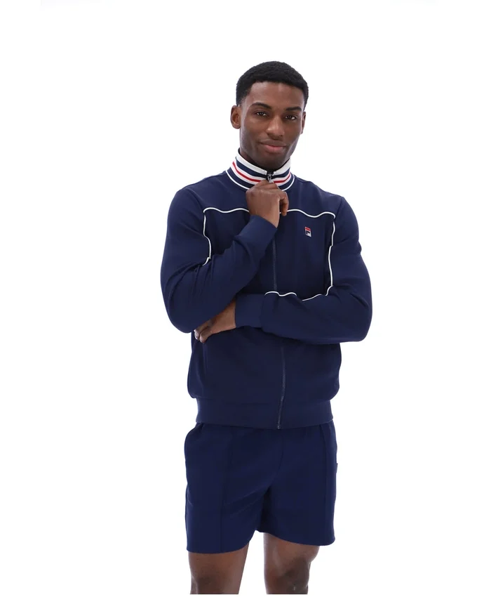 Fila Federico Trainingsjacke in Marineblau mit Paspel am Kragen