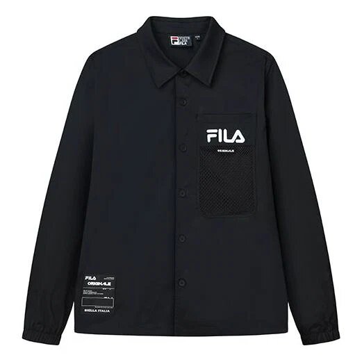 Fila Herren-Athleisure-Freizeitsportjacke mit Alphabet-Logo, schwarz